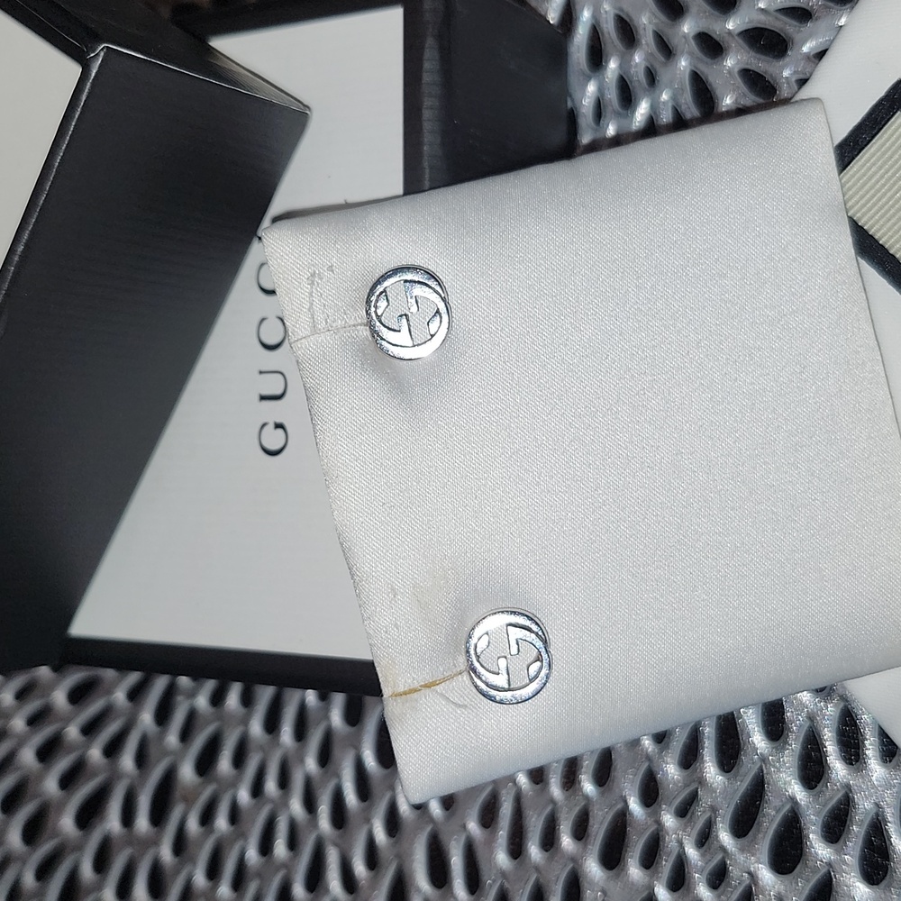 Gucci Sterling Silver Interlocking Stud Earrings - image 2